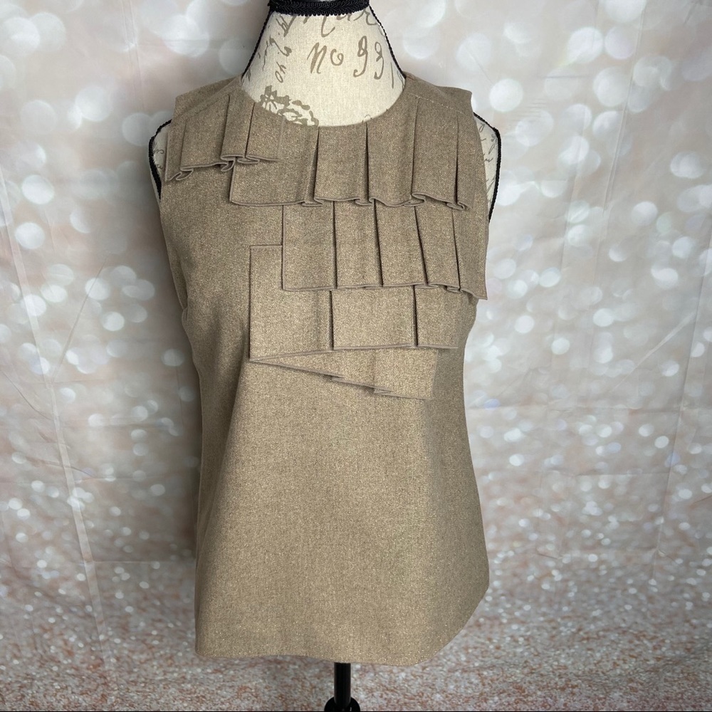 NWT BANANA REPUBLIC - box-Pleat ruffle sparkling top - Picture 2 of 8